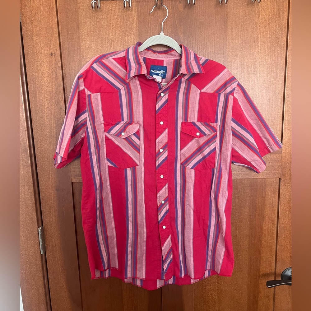 Vintage Wrangler Button-Up Short Sleeve Shirt - Size L